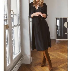 Sezane Midi Wrap Silk Anny Dress. Excellent condition